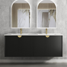 Marlo 1500mm Matte Black Wall Hung Double Vanity with Ceramic Countertop